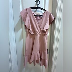 Altar'd State Pink Ruffled Wrap Mini Dress